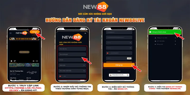 Hướng dẫn đăng ký tài khoản tại NEW88LIVE